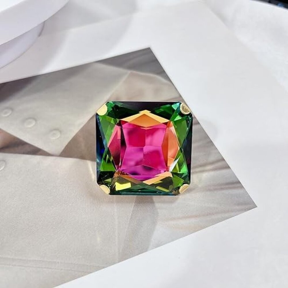 Colorful Exaggerated Large Square Rhinestone Stat… - image 2